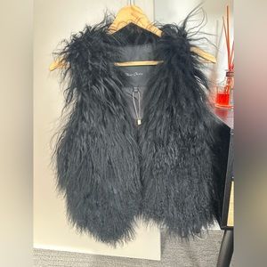 Olive Olivia Black Shag Faux Fur Vest